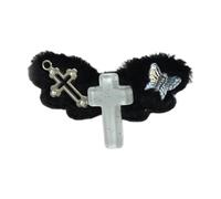 KANGQL Fermagli per capelli, bianco stile anni 2000 clip laterali peloso mini clip per capelli elaborato fata sottocultura stile ala sottocultura balletcore