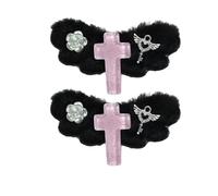 KANGQL Fermagli per capelli, bianco stile anni 2000 clip laterali peloso mini clip per capelli elaborato fata sottocultura stile ala sottocultura balletcore