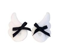 KANGQL Fermaglio per capelli, fiocco con perle, elegante stile anni '2000, clip laterale per capelli, dolce ragazza fata, fiocco stile mini ala balletcore, bianco