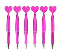 KANGQL Penne a sfera, 6 penne a sfera con inchiostro nero, 1,0 mm, penne a forma di cuore, penne per matrimoni, cancelleria, forniture per scuola e ufficio, rosa rossa