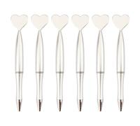 KANGQL Penne a sfera, 6 penne a sfera con inchiostro nero, 1,0 mm, penne a forma di cuore, penne per matrimoni, cancelleria per scuola e ufficio, argento