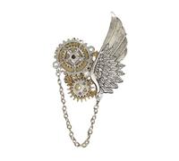 KANGQL Spilla Steampunk, spilla vintage steampunk, per donne e uomini, elegante stile punk, spilla da bavero per abiti, camicie, corpetto, decorazione, argento
