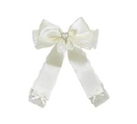 KANGQL Y2K, fermaglio per capelli in pizzo con fiocco grande a forma di cuore piatto per balletcore, elegante fermaglio per capelli per mazzi, beige