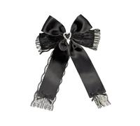 KANGQL Y2K Fermaglio per capelli in pizzo con fiocco grande a forma di cuore piatto per balletcore Fermaglio per capelli elegante per mazzi, nero