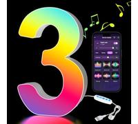 Kangtaixin Numeri Luminosi con USB, Luci LED di Numerica 0-9, APP Controllo, Insegne Luminose con Luce Colorate RGB per Decorazione e Atmosfera, Compleanni, Matrimoni, Feste, Bar, Numero - 3