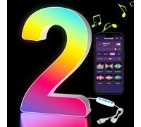 Kangtaixin Numeri Luminosi con USB, Luci LED di Numerica 0-9, APP Controllo, Insegne Luminose con Luce Colorate RGB per Decorazione e Atmosfera, Compleanni, Matrimoni, Feste, Bar, Numero - 2