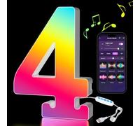 Kangtaixin Numeri Luminosi con USB, Luci LED di Numerica 0-9, APP Controllo, Insegne Luminose con Luce Colorate RGB per Decorazione e Atmosfera, Compleanni, Matrimoni, Feste, Bar, Numero - 4
