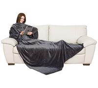 Kanguru Coperta con maniche Grigio, soffice plaid in pile, Microfibra, con tasca centrale, 210x140cm, regalo donna compleanno, amica, Hoodie per divano, letto, relax, Natale, vestaglia invernale