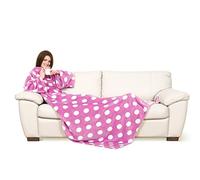 Kanguru 1096 coperta con maniche 140 x 210 cm Flanella Rosa, Bianco Kanguru