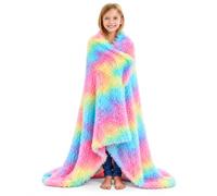 Kanguru Plaid Divano Coperta Pile Arcobaleno Morbida 130x170 cm Rainbow | Plaid 130x170 cm in pile a pelo lungo effetto pelliccia, fantasia arcobaleno: per divano, letto e cameretta