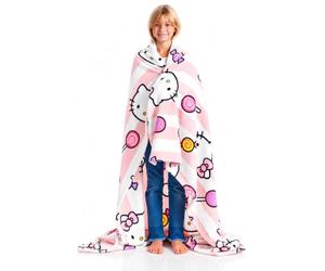 Kanguru - Soffice plaid divano in microfibra Hello Kitty Rosa, morbido pile, 130x170 cm, Simpatico copriletto singolo bambina, idea regalo Natale o Compleanno per tutti, amica, figlia pigiama party