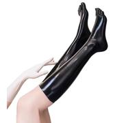 Kangxinsheng Calze in Lattice Nere per Donna Uomo, Calze Autoreggenti in Lattice di Gomma Naturale con Dita dei Piedi Costume Cosplay Clubwear per Feste (Latex, Nero,XL)