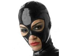 Kangxinsheng Nero Lattice Testa Coperchio,Maschera in Gomma Fatta Mano con Cerniera Sul Retro,Adatta per Costumi Festa Cosplay per Uomini Donne-L
