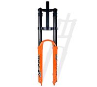 KANGXYSQ DH Forcelle Ammortizzata for Mountain Bike 26 27,5 29 Pollici Corsa 160 Mm Doppia Spalla Downhill Forcella Ad Aria 28,6 Mm Dritta Forcella Anteriore QR 9 Mm Bloccaggio Manuale(Orange,26in)