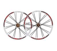 KANGXYSQ Set Ruote MTB 26 Pollici Anteriore Posteriore Ruota Bicicletta 6 Chiodo Freno Disco Rilascio Rapido 24 Buche Cuscinetto Centro Per 8 9 10 Velocità(Gold Hub,White rim)