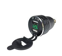 KANGYEBAIHUODIAN QC3.0. Doppio USB Caricabatterie in forma for BMW Moto Triumph Tiger Ducati Hella Presa DIN USB Adattatore Volt 12-24V Tipo C a USB C. Caricabatterie ( Color Name : Black 2.1A-2.1A )