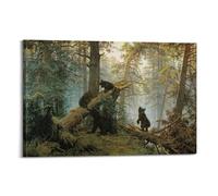 KANGZENG Ivan Shishkin Painter Works (Orsi neri del mattino nella foresta di pini), poster artistico su tela, decorazione artistica da parete per soggiorno e camera da letto, 50 x 75 cm