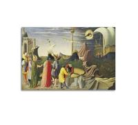 KANGZENG Poster artistico su tela con scritta "Fra Angelico Painter Works (San Nicola saluta il messaggero gentile), decorazione artistica da parete per soggiorno e camera da letto, 60 x 90 cm