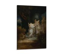 KANGZENG Stampa artistica da parete su tela, motivo: Jean-Honoré Fragonard Painter Works (Il sermone dell'amore), decorazione artistica da parete per camera da letto, moderna, 50 x 75 cm
