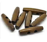 Kanighton - 12 bottoni in legno di alta qualità, ovali, 5,0 x 1,3 cm, marrone scuro con 2 fori, allungati, per cappotti, giacche, bottoni fai da te da cucire