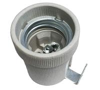 Kanlux HLDR E27-F - Portalampada in ceramica per lampadina E27 con staffa