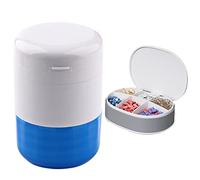 KANLVU 4 In 1 Taglia Pastiglie Divisore Con Dispenser Bicchiere Rimovibile E Macinatore Taglia Pillole Per Vitamine, Compresse, Lama In Acciaio Inox(Blu)