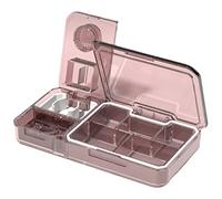 KANLVU Organizzatore Di Pillole Con Taglierino Taglia Pastiglie, Grande Capacità 5 Scomparti Taglia Pillole Per La Borsa Tascabile, Macinatore Di Pillole, Tagliapillole(Brown)