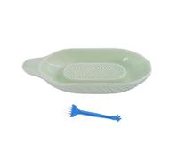 KANLVU Piatto Grattugia In Ceramica Per Aglio, Macinino Grattugia Per Zenzero Per Purea Di Frutta E Verdura, Piatto Macinatore Manuale Per Cipolla, Formaggio, Verdure, Frutta(Green D)