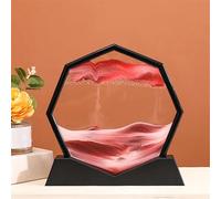 KANLVU Pittura Di Sabbia Che Scorre Decanter Movimento Liquido Sabbia In Movimento 3D Cornice Ottagonale Arte Della Sabbia In Movimento Per Meditazione Regali Rilassanti(Red,Black frame)