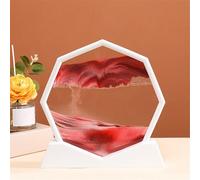 KANLVU Pittura Di Sabbia Che Scorre Decanter Movimento Liquido Sabbia In Movimento 3D Cornice Ottagonale Arte Della Sabbia In Movimento Per Meditazione Regali Rilassanti(Red,White frame)