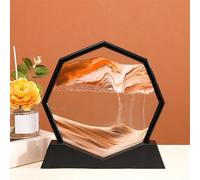 KANLVU Pittura Di Sabbia Che Scorre Decanter Movimento Liquido Sabbia In Movimento 3D Cornice Ottagonale Arte Della Sabbia In Movimento Per Meditazione Regali Rilassanti(Brown,Black frame)