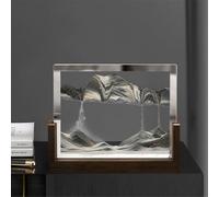 KANLVU Pittura Di Sabbia Che Scorre Movimento Liquido, Forma Quadrata Sabbia In Movimento 3D Con Base In Legno Zen Meditazione Arte Della Sabbia In Movimento(Nero)
