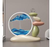 KANLVU Pittura Di Sabbia Che Scorre Movimento Liquido Scrivania Sabbia In Movimento 3D Esposizione Arte Della Sabbia In Movimento Casa Ufficio Zen Decorazione Regalo(Blue B)