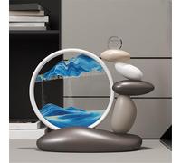 KANLVU Pittura Di Sabbia Che Scorre Movimento Liquido Scrivania Sabbia In Movimento 3D Esposizione Arte Della Sabbia In Movimento Casa Ufficio Zen Decorazione Regalo(Blue A)