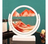 KANLVU Pittura Di Sabbia Che Scorre Sandscape Movimento Liquido Rotante A 360° Sabbia In Movimento 3D Per Ufficio Meditazione Alleviare Lo Stress(Red,12IN_WHITE FRAME)