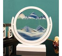 KANLVU Pittura Di Sabbia Che Scorre Sandscape Movimento Liquido Rotante A 360° Sabbia In Movimento 3D Per Ufficio Meditazione Alleviare Lo Stress(Blue,8IN_WHITE FRAME)
