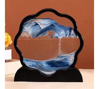 KANLVU Sabbia In Movimento 3D Pittura Di Sabbia Che Scorre Immagine Movimento Liquido Cornice A Forma Di Fiore Di Prugno Arte Della Sabbia In Movimento Per Alleviare Lo Stress(Blu,Black frame)
