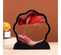 KANLVU Sabbia In Movimento 3D Pittura Di Sabbia Che Scorre Immagine Movimento Liquido Cornice A Forma Di Fiore Di Prugno Arte Della Sabbia In Movimento Per Alleviare Lo Stress(Red,Black frame)