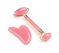 KANLVU Set Di Strumenti Per Il Viso Con Rullo Di Giada Per Il Viso E Gua Sha, Massaggiatore Per Il Drenaggio Linfatico, Levigatura Delle Rughe Sottili, E Raffreddamento Della Pelle Del Viso(Pink)