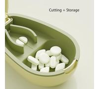KANLVU Taglia Pastiglie Con Dispenser E Lama Di Sicurezza Tagliapillole Per Pillole Piccole E Pillole Grandi Compressa A Metà O In Quarti Con Taglia Pillole Portatile Schiacciapillole(Dark Green)