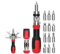Kannony Wind Set di cacciaviti a cricchetto multi-bit, 12 lame intercambiabili con Phillips, a testa piatta, esagonale/a brugola, sicurezza Torx, punta Robertson/Square Drive, testa girevole