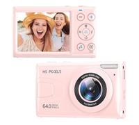 KANORLEEY Fotocamera digitale 4K rosa senza scheda SD - Fotocamera puntare e scattare con flash, facile da usare, perfetta per principianti, ideale per viaggi, regalo di compleanno e uso quotidiano