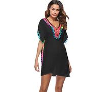 Kanpola, vestito da spiaggia da donna, poncho da spiaggia, costume da bagno, copertura elegante, gonna, Nero A., Taglia unica