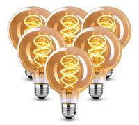 KANQIAO Lampadine E27 Vintage 4W Dimmerabile G80 Φ80mm - Ambra, 6 pezzi | Lampadina LED E27 luce calda filamento LED Retro Decorativo per la nostalgia e l'illuminazione retrò in casa Café Bar