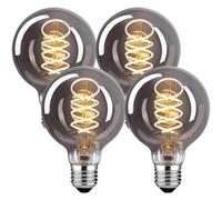KANQIAO Lampadine E27 Vintage 4W Dimmerabile G80 Φ80mm - Grigio, 4 pezzi | Lampadina LED E27 luce calda filamento LED Retro Decorativo per la nostalgia e l'illuminazione retrò in casa Café Bar