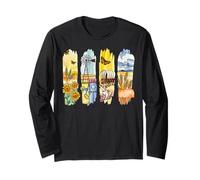 Kansas Pride Landmarks Natura Animali Viaggio Souvenir Stato Maglia a Manica