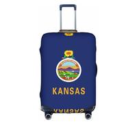 Kansas State Flag - Copertura per valigia, trolley, elastica, lavabile, antigraffio, adatta per valigie e trolley, 45-81 cm, bianco, L
