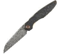 Kansept Halide - Damascus with Shred Carbon Fiber handle K1136A6