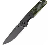 Kansept Warrior Lama Drop Point D2 Rivestita in TiCn Nero e Stonewashed, Bolster in Alluminio Anodiz