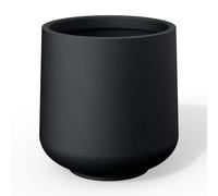 Kante 15.3" Dia Round Concrete Planter, Outdoor Indoor Large Plant Pots Containers with Drainage Hole and Rubber Plug for Home Garden Patio, Black